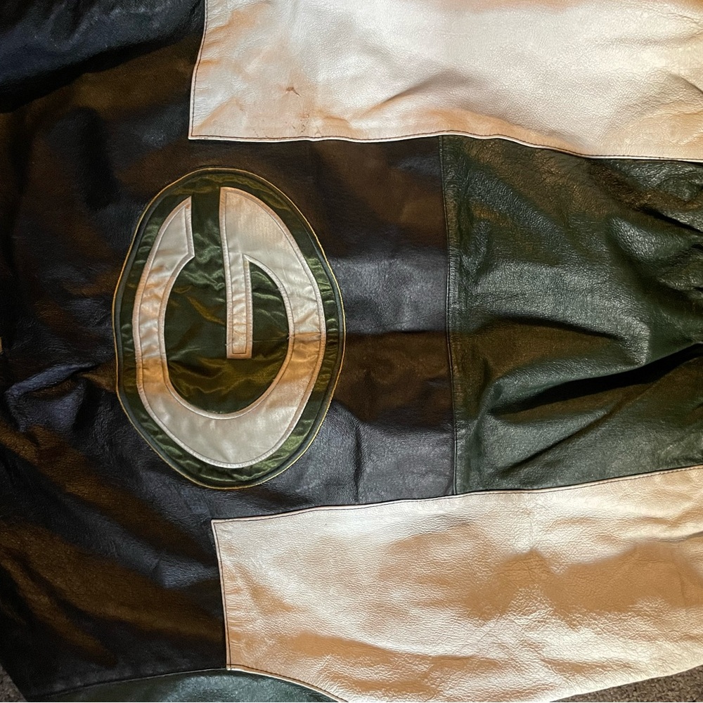Vintage Green Bay packers pullovers leather jacket